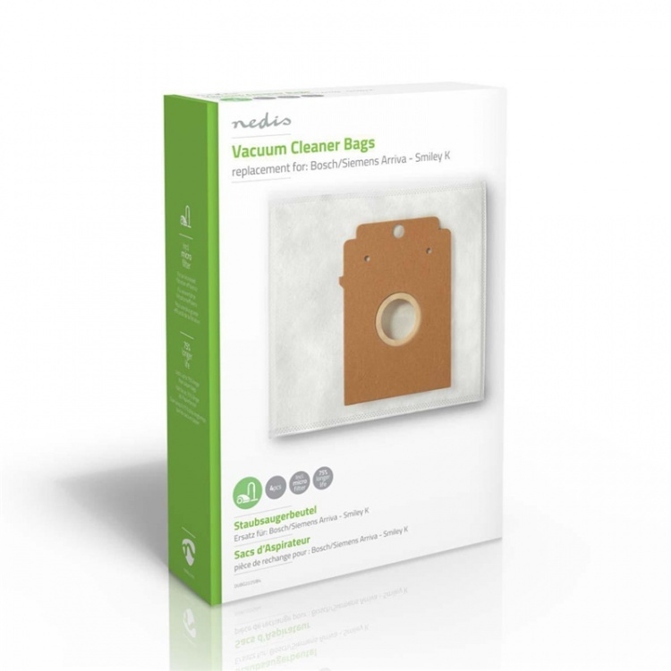 Nedis Stofzuigerzak | 4 Stuks | Synthetisch | Meest verkocht voor: Bosch / Siemens | Wit