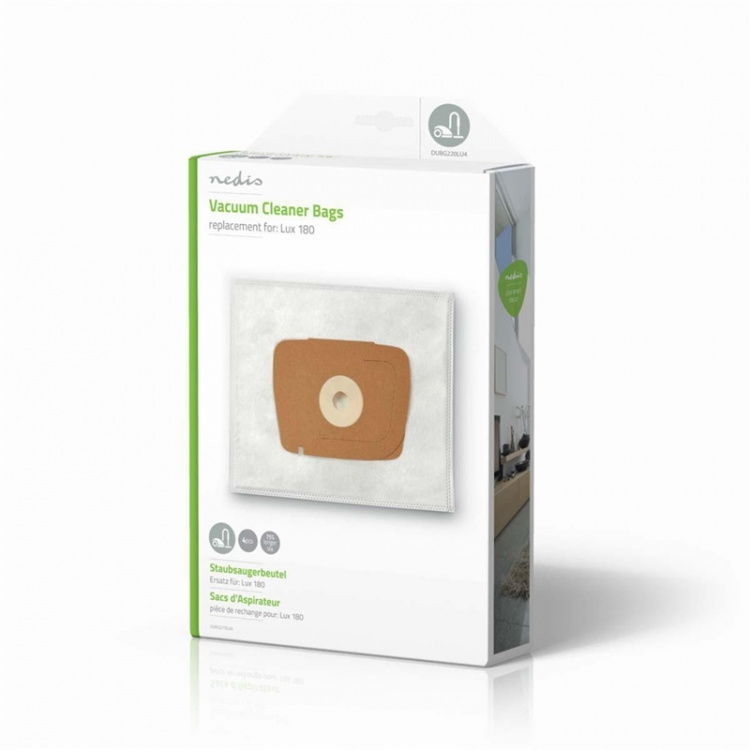 Nedis Stofzuigerzak | 4 Stuks | Synthetisch | Meest verkocht voor: Lux 180 | Wit