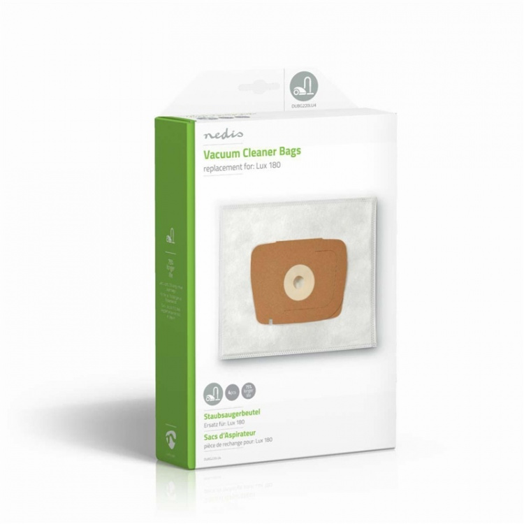 Nedis Stofzuigerzak | 4 Stuks | Synthetisch | Meest verkocht voor: Lux 180 | Wit