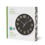 Nedis Wandklok | Diameter: 300 mm | Glas | Zwart