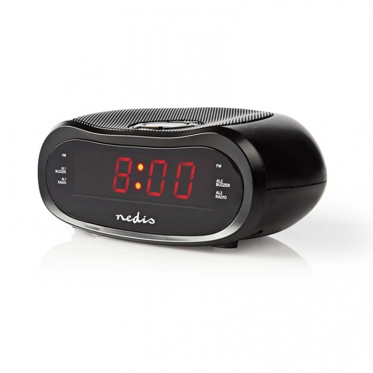 Nedis Digitale Wekkerradio | LED | AM / FM | Snoozefunctie | Slaaptimer | Aantal alarmen: 2 | Zwart Nedis Digitale Wekkerradio | LED | AM / FM | Snoozefunctie | Slaaptimer | Aantal alarmen: 2 | Zwart