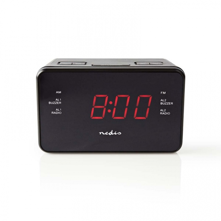 Nedis Digitale Wekkerradio | LED | 1x 3.5 mm Audio Input | Tijdprojectie | AM / FM | Snoozefunctie | Slaaptimer | Aantal alarmen: 2 | Zwart Nedis Digitale Wekkerradio | LED | 1x 3.5 mm Audio Input | Tijdprojectie | AM / FM | Snoozefunctie | Slaaptimer | Aantal alarmen: 2 | Zwart