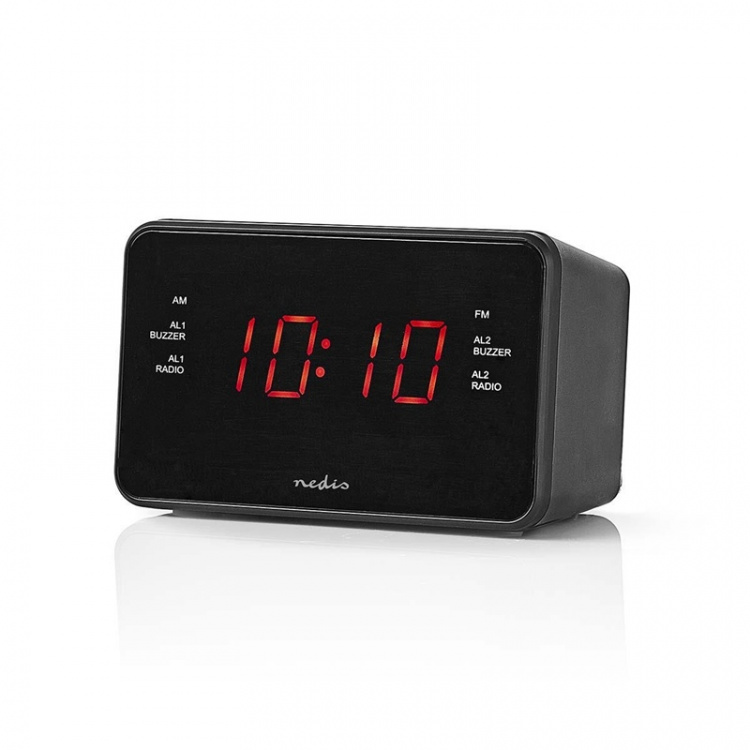 Nedis Digitale Wekkerradio | LED | 1x 3.5 mm Audio Input | Tijdprojectie | AM / FM | Snoozefunctie | Slaaptimer | Aantal alarmen: 2 | Zwart Nedis Digitale Wekkerradio | LED | 1x 3.5 mm Audio Input | Tijdprojectie | AM / FM | Snoozefunctie | Slaaptimer | Aantal alarmen: 2 | Zwart