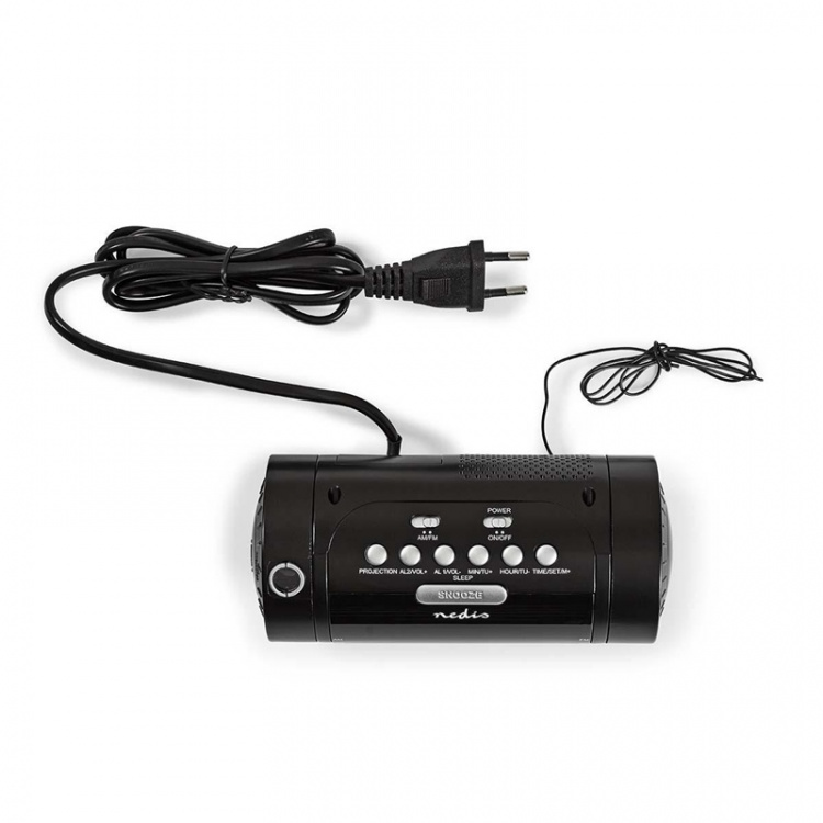 Nedis Digitale Wekkerradio | LED | Tijdprojectie | AM / FM | Snoozefunctie | Slaaptimer | Aantal alarmen: 2 | Zwart Nedis Digitale Wekkerradio | LED | Tijdprojectie | AM / FM | Snoozefunctie | Slaaptimer | Aantal alarmen: 2 | Zwart