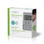 Nedis Digitale Bureau-Wekker | Verlicht LCD-Scherm | 1.7 cm | Achtergrondverlichting | Opvouwbaar | Gebruikt voor: Reizen | Snoozefunctie | Ja | Zilver