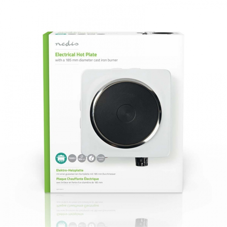 Nedis Elektrische Kookplaat | Kookzones: 1 | 1500 W | Oververhittingsbeveiliging | Wit Nedis Elektrische Kookplaat | Kookzones: 1 | 1500 W | Oververhittingsbeveiliging | Wit