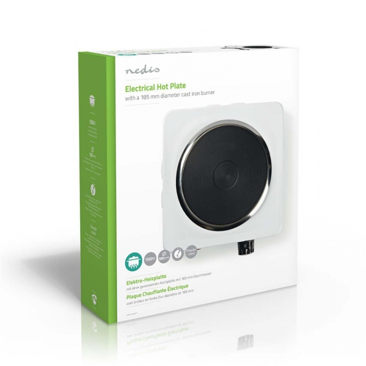 Nedis Elektrische Kookplaat | Kookzones: 1 | 1500 W | Oververhittingsbeveiliging | Wit Nedis Elektrische Kookplaat | Kookzones: 1 | 1500 W | Oververhittingsbeveiliging | Wit