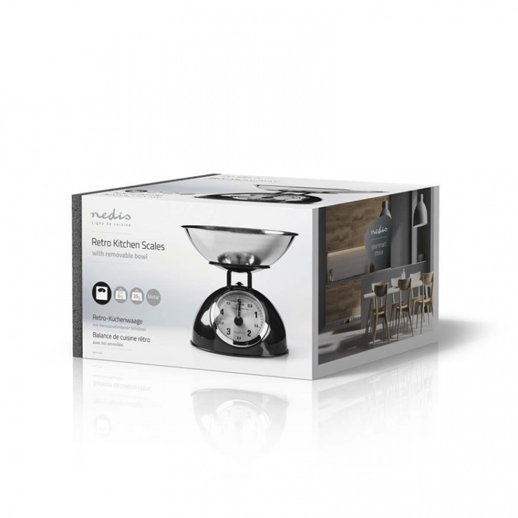 Nedis Keukenweegschaal | Analoog | Roestvrij Staal | Verwijderbare Kom | Zwart Nedis Keukenweegschaal | Analoog | Roestvrij Staal | Verwijderbare Kom | Zwart