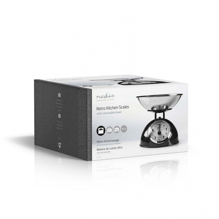 Nedis Keukenweegschaal | Analoog | Roestvrij Staal | Verwijderbare Kom | Zwart Nedis Keukenweegschaal | Analoog | Roestvrij Staal | Verwijderbare Kom | Zwart