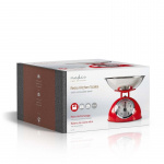 Nedis Keukenweegschaal | Analoog | Roestvrij Staal | Verwijderbare Kom | Rood