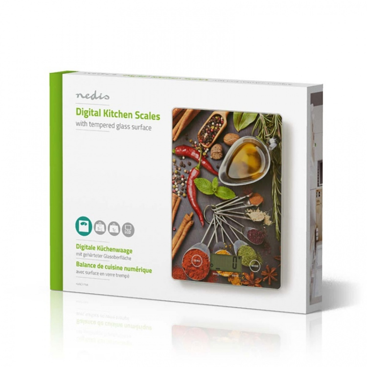 Nedis Keukenweegschaal | Digitaal | Glas / Kunststof | Multicolour