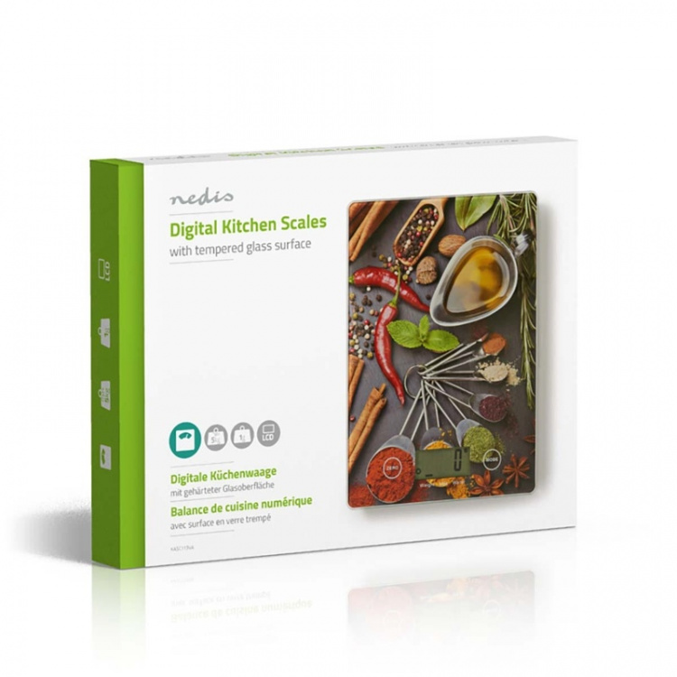 Nedis Keukenweegschaal | Digitaal | Glas / Kunststof | Multicolour