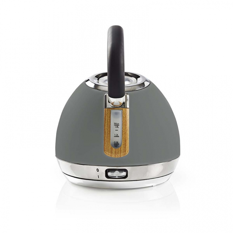 Nedis Waterkoker | 1.8 l | Soft-Touch | Grijs | 360 graden draaibaar | Verborgen verwarmingselement | Strix®-controller | Droogkookbeveiliging