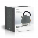 Nedis Waterkoker | 1.8 l | Soft-Touch | Grijs | 360 graden draaibaar | Verborgen verwarmingselement | Strix®-controller | Droogkookbeveiliging