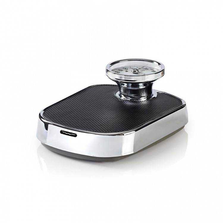 Nedis Personenweegschaal | Analoog | Zwart | Rubber | Antislip weegplateau | Maximaal weegvermogen: 160 kg