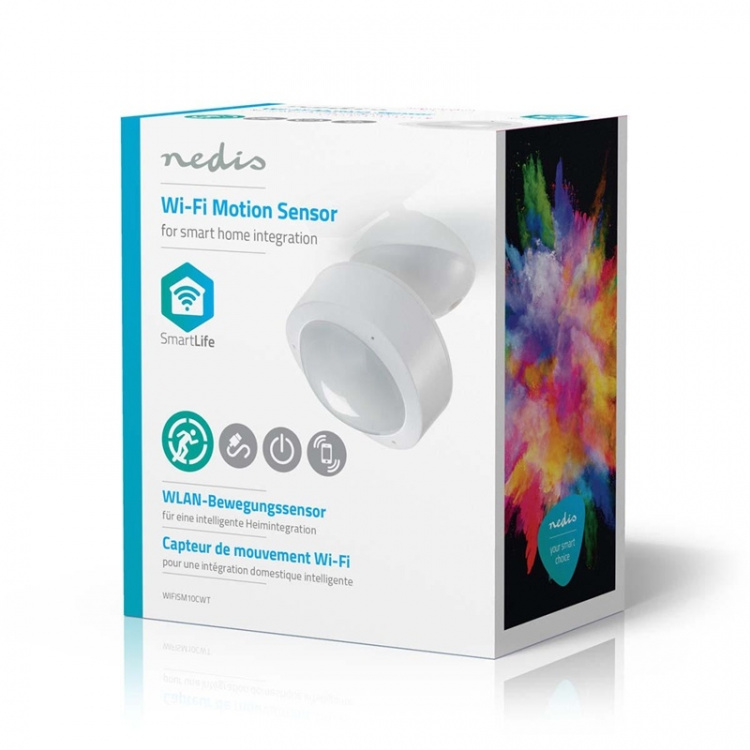 Nedis SmartLife Bewegingssensor | Wi-Fi | Batterij Gevoed / Netvoeding | Detectiehoek: 120 ° | Detectiebereik: 10.0 m | Wit