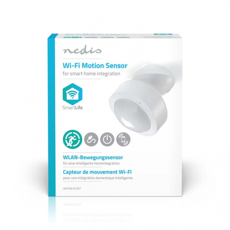 Nedis SmartLife Bewegingssensor | Wi-Fi | Batterij Gevoed / Netvoeding | Detectiehoek: 120 ° | Detectiebereik: 10.0 m | Wit