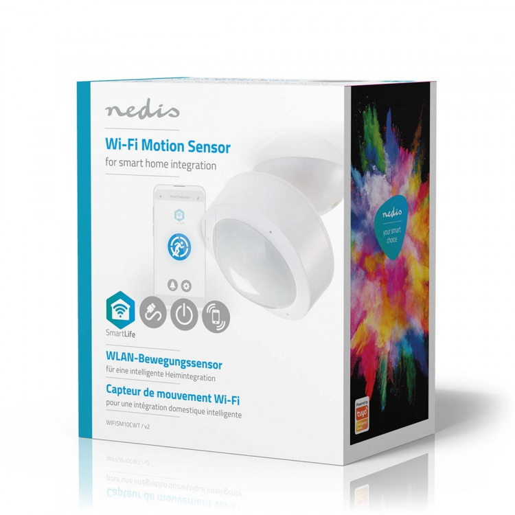 Nedis SmartLife Bewegingssensor | Wi-Fi | Batterij Gevoed / Netvoeding | Detectiehoek: 120 ° | Detectiebereik: 10.0 m | Wit