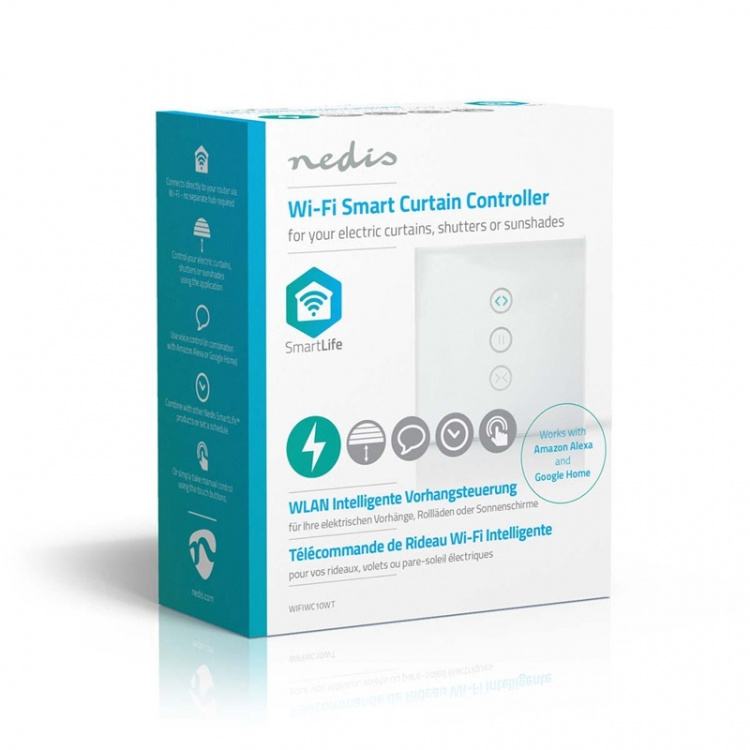 Nedis SmartLife Wandschakelaar | Gordijn / Sluiter / Zonnescherm | Muurmontage | 300 W | Android™ / IOS | Glas | Wit Nedis SmartLife Wandschakelaar | Gordijn / Sluiter / Zonnescherm | Muurmontage | 300 W | Android™ / IOS | Glas | Wit