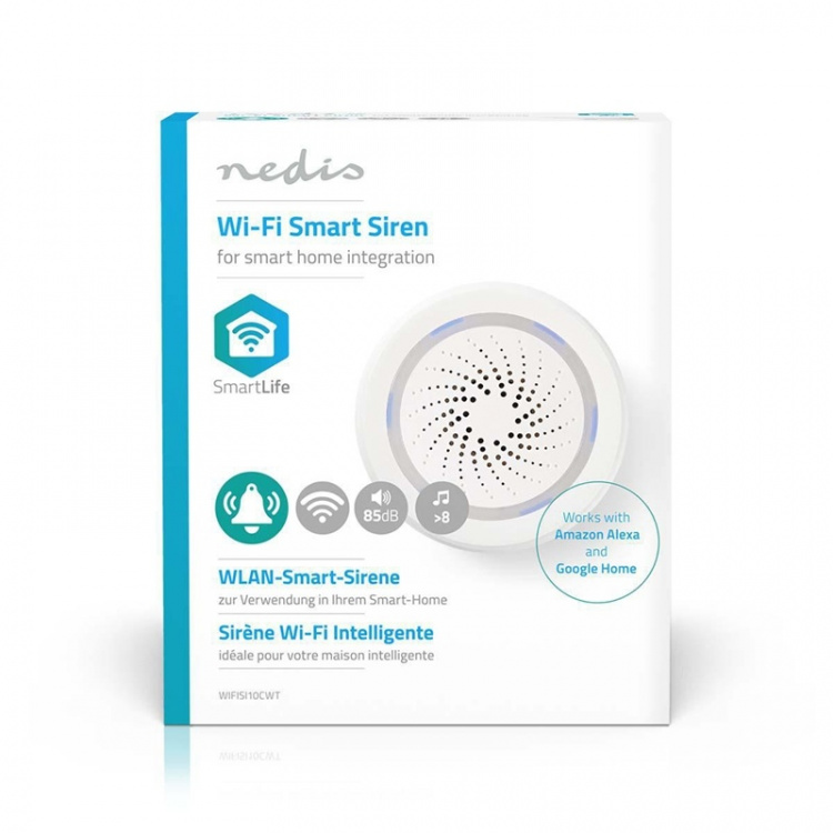 Nedis SmartLife Sirene | Netvoeding | 8 geluiden | 85 dB | Android™ / IOS | Wit