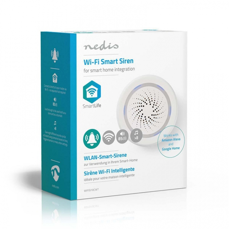 Nedis SmartLife Sirene | Netvoeding | 8 geluiden | 85 dB | Android™ / IOS | Wit