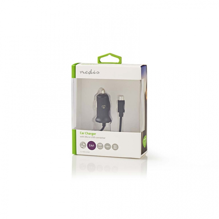 Nedis Autolader | 12 W | 1x 2.4 A | Outputs: 1 | Micro-USB | 1.00 m | Single Voltage Output