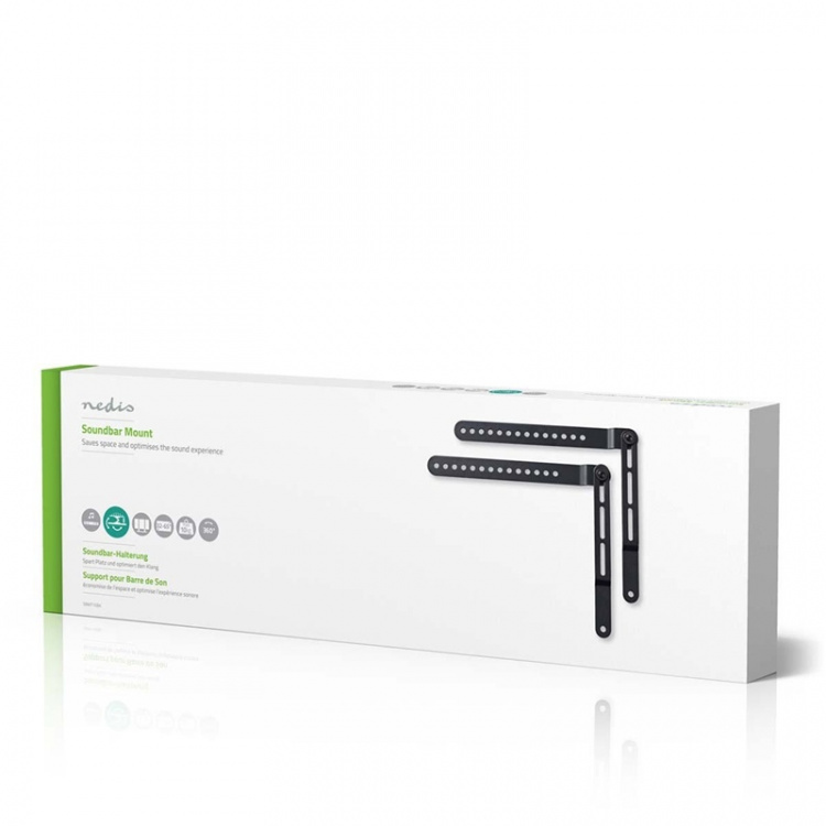 Nedis Soundbar Beugel | Geschikt voor: Universeel | Met TV Bevestiging | 10 kg | Draaibaar | Staal | Zwart