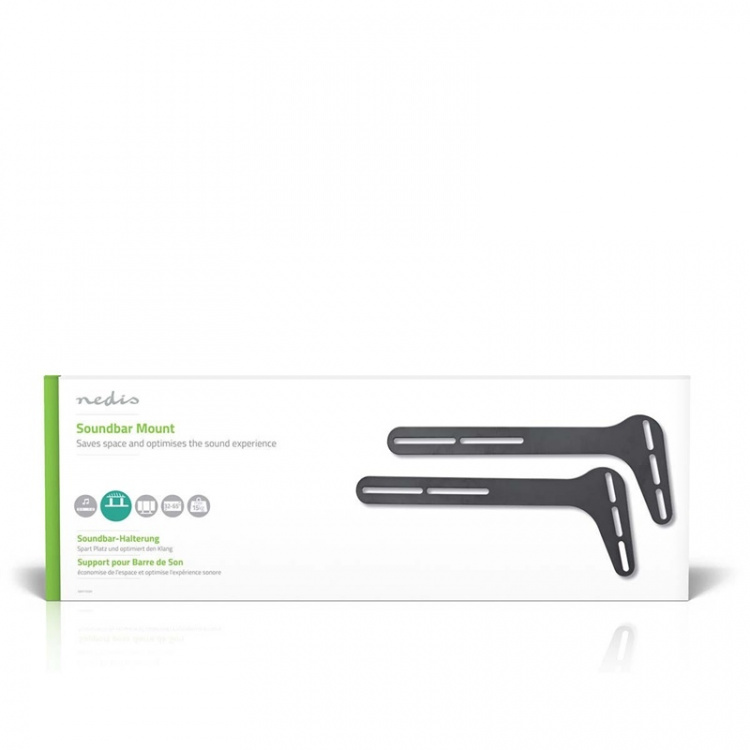 Nedis Soundbar Beugel | Geschikt voor: Universeel | Met TV Bevestiging | 15 kg | Vast | Staal | Zwart Nedis Soundbar Beugel | Geschikt voor: Universeel | Met TV Bevestiging | 15 kg | Vast | Staal | Zwart