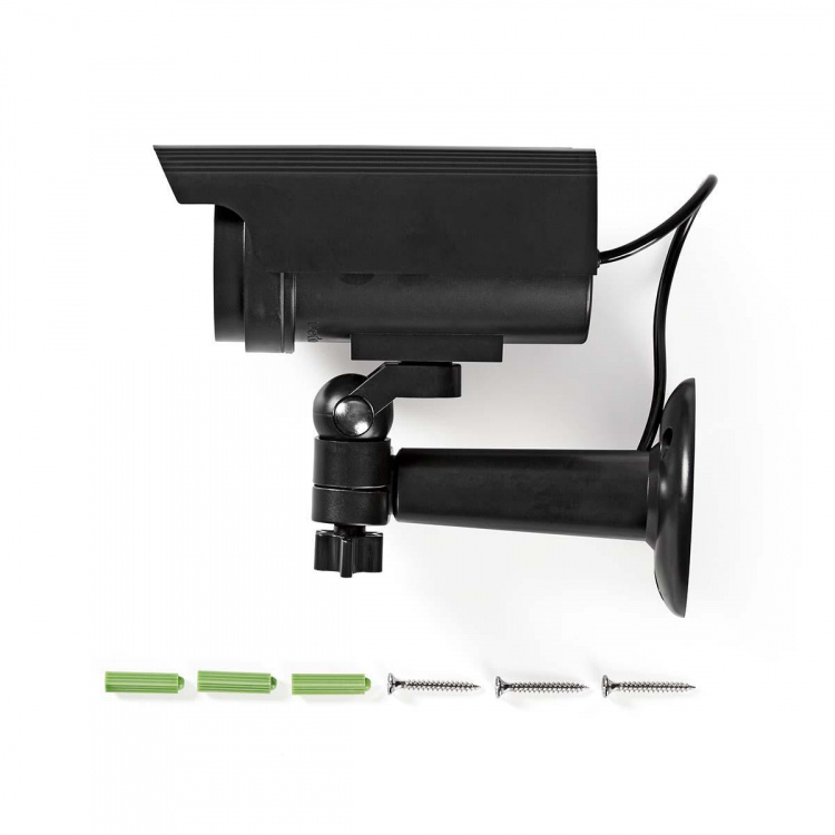 Nedis Dummy Beveiligingscamera | Bullet | IP44 | Batterij Gevoed / Solar Powered | Buiten | Inclusief muurbeugel | Zwart Nedis Dummy Beveiligingscamera | Bullet | IP44 | Batterij Gevoed / Solar Powered | Buiten | Inclusief muurbeugel | Zwart