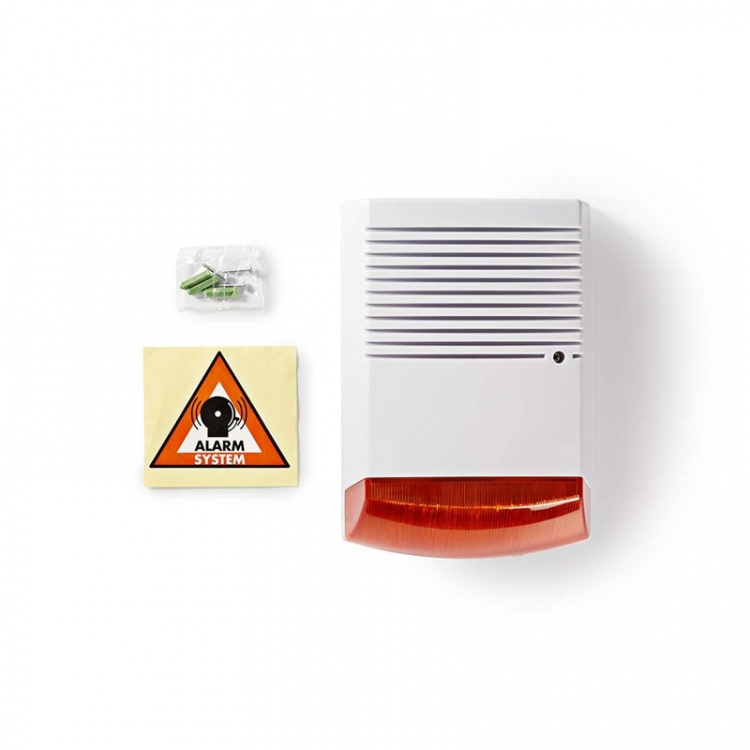 Nedis Dummy Beveiligingsalarm | IP44 | Batterij Gevoed | Buiten | Oranje / Wit Nedis Dummy Beveiligingsalarm | IP44 | Batterij Gevoed | Buiten | Oranje / Wit