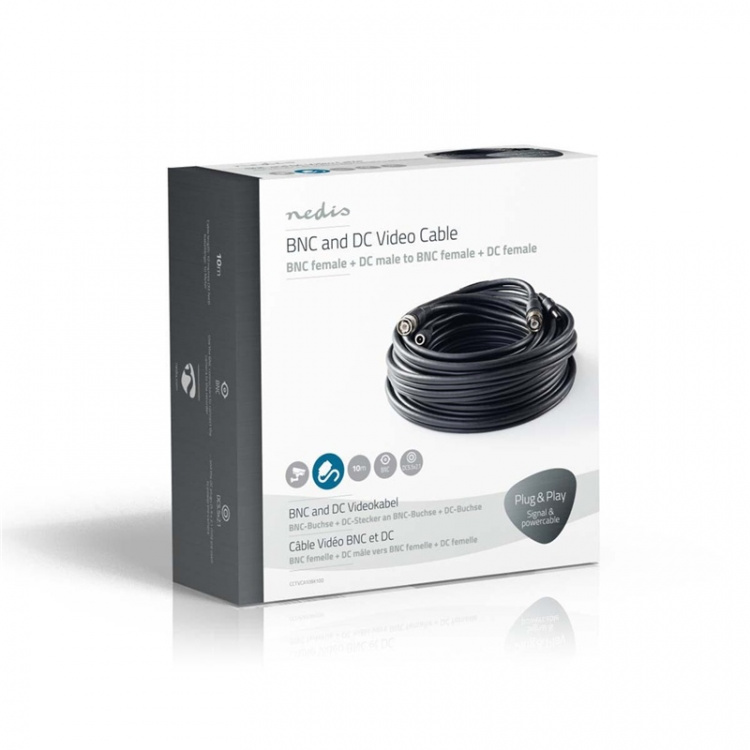 Nedis CCTV-Security Kabel | BNC / DC | 10.0 m | Rond | PVC | Zwart | Gift Box Nedis CCTV-Security Kabel | BNC / DC | 10.0 m | Rond | PVC | Zwart | Gift Box