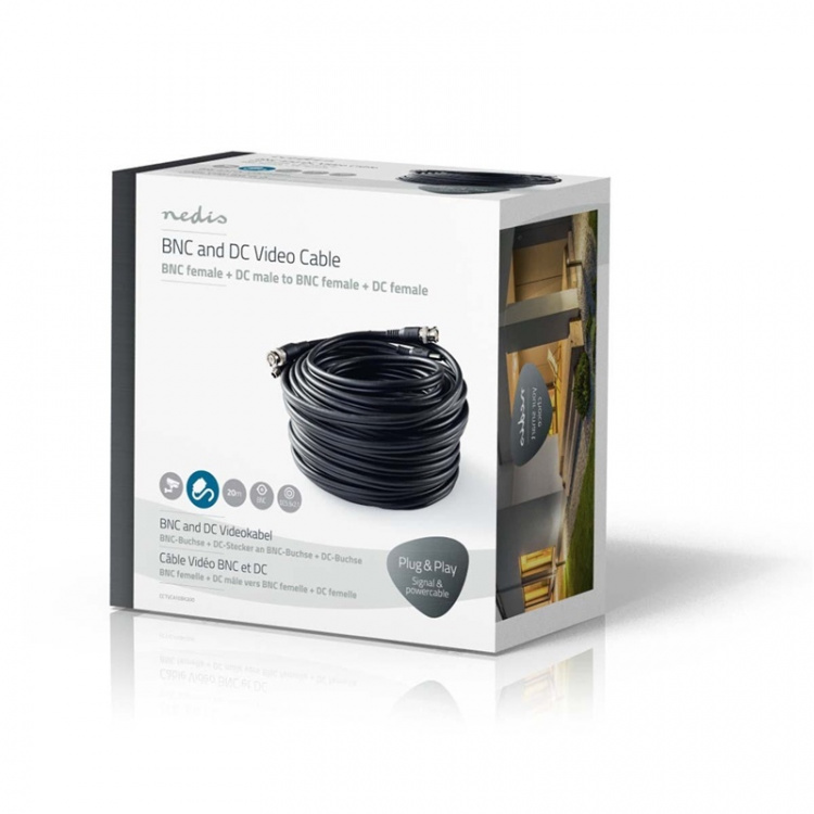 Nedis CCTV-Security Kabel | BNC / DC | 20.0 m | Rond | PVC | Zwart | Gift Box Nedis CCTV-Security Kabel | BNC / DC | 20.0 m | Rond | PVC | Zwart | Gift Box