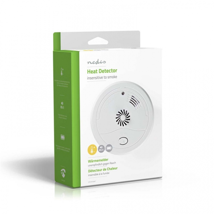 Nedis Hittemelder | Batterij Gevoed | Batterijlevensduur tot: 1 Jaar | Met testknop | 85 dB | ABS | Wit