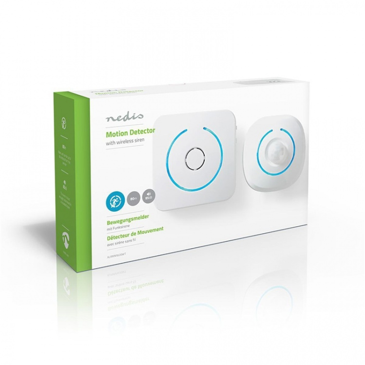 Nedis Bewegingsmelder met Alarm | Batterij Gevoed | 6x AA/LR6 | 85 dB | Detectiebereik: 6 m | Wand | Blauw / Wit