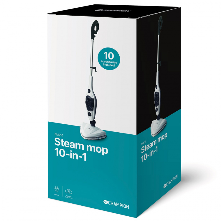 Champion Stoommop 10-in-1 1500W SM210 Wit/Zwart Champion Stoommop 10-in-1 1500W SM210 Wit/Zwart