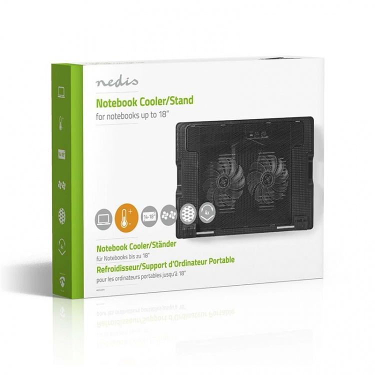 Nedis Notebookstandaard | Aantal ventilatoren: 2 | USB Gevoed | Aantal standen: 4 | 18 