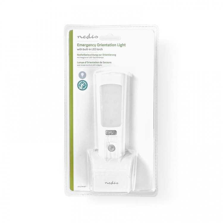 Nedis LED-Oriëntatielicht en Zaklamp | Netvoeding | 220 - 240 V AC 50 Hz | 1.30 W | Oplaadbaar | Nominale lichtstroom: 37 lm | Lichtbereik: 3 m | Stralingshoek: 71 ° | LED-zaklamp