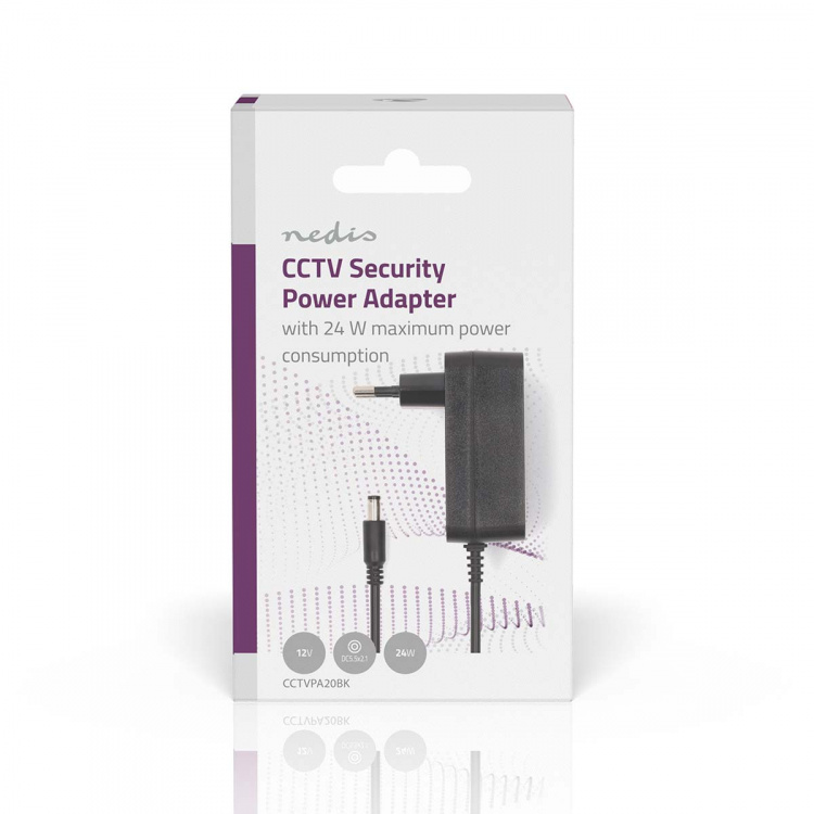 Nedis CCTV Stroomadapter | 2.0 A | 12 V DC | 5,5 x 2,1 mm Male | Male | 1.50 m | Zwart