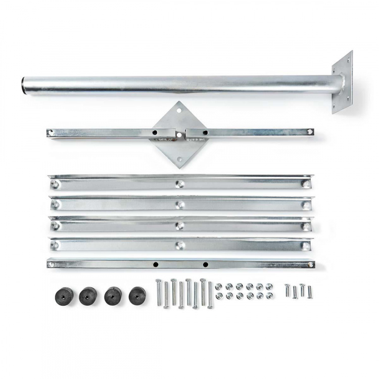 Nedis Balkonstandaard voor Satellietschotel | Mast Lengte: 0.75 m | Maximale schotelgrootte: 90.0 cm | Afmeting bodemplaat: 4 x 30 x 30 cm | Staal | Zilver