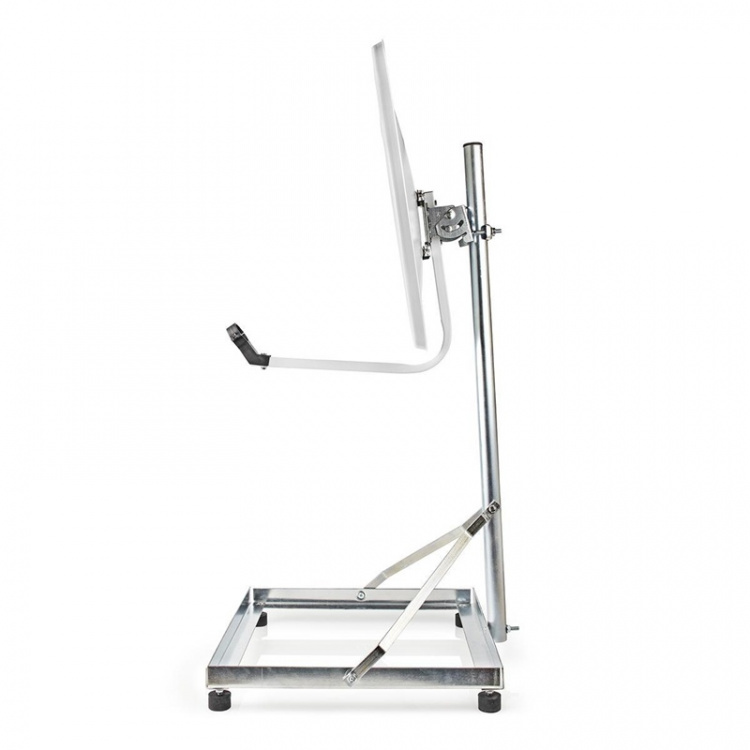 Nedis Balkonstandaard voor Satellietschotel | Mast Lengte: 1.00 m | Maximale schotelgrootte: 90.0 cm | Afmeting bodemplaat: 1 x 50 x 50 cm | Staal | Zilver