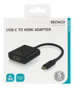 DELTACO USB-C to HDMI adapter, 4096x2160 30Hz, black