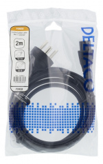 DELTACO Power cable, 2m, DK 2-5a to IEC C5, 2,4A, grounded, black DELTACO Power cable, 2m, DK 2-5a to IEC C5, 2,4A, grounded, black