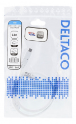 DELTACO USB-C to USB-C cable, 0.5m, 10Gbps, 100W 5A, USB 3.1 Gen 2, E- DELTACO USB-C to USB-C cable, 0.5m, 10Gbps, 100W 5A, USB 3.1 Gen 2, E-