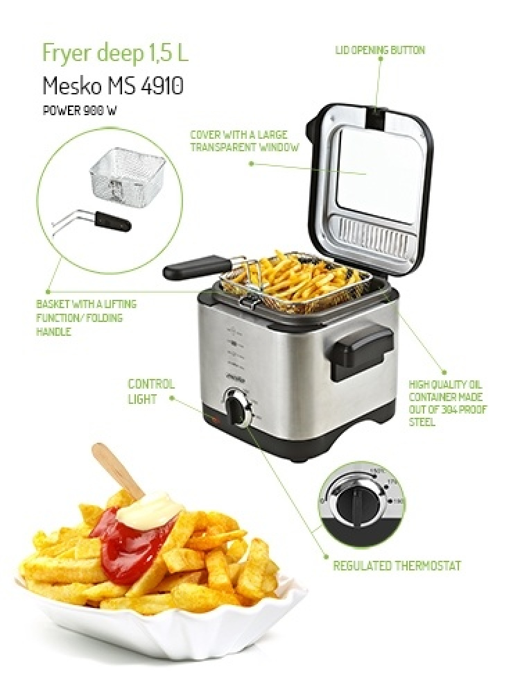 Mesko friteuse met thermostaat, 1,5 liter