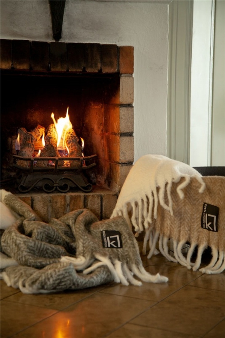 Kosta Linnewäfveri ullpläd natur, brun/beige Kosta Linnewäfveri ullpläd natur, brun/beige