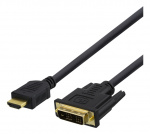 DELTACO HDMI naar DVI kabel, 2m, Full HD, zwart