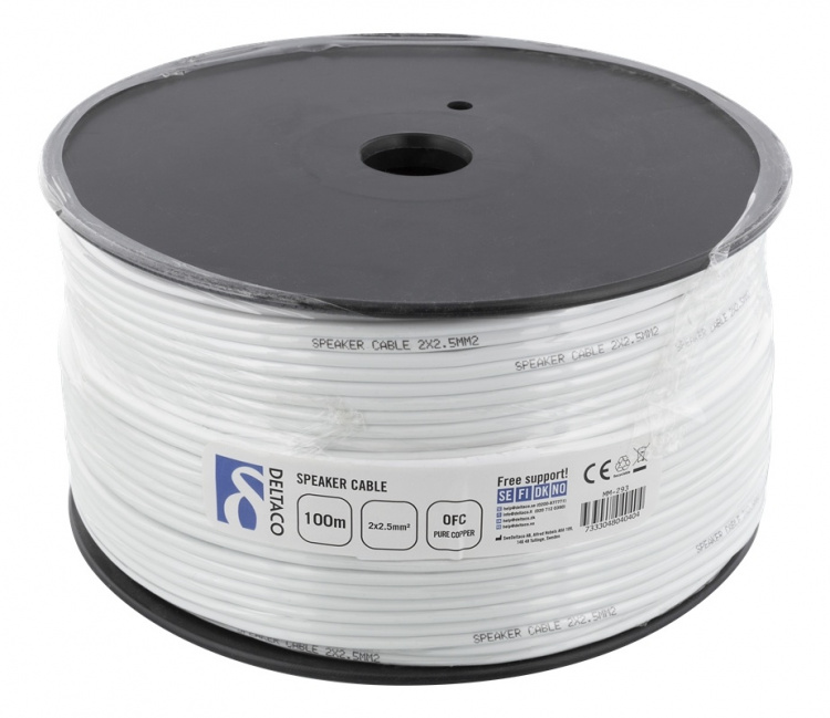 DELTACO speaker cable, 2x2,5mm2, open ends, conductor of pure copper,
