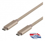 DELTACO USB-C SuperSpeed cable, 0.5m, braided, USB 3.1 Gen 2, 10 Gbps,