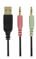 DELTACO GAMING Stereo headset, 2 x 3.5 mm, LED, 2 m cable, black