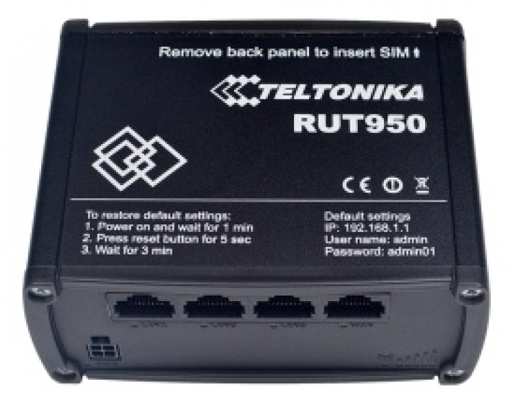 Teltonika RUT950 GSM-3G-4G router, dual sim, 4G up to 150 Mbps, black